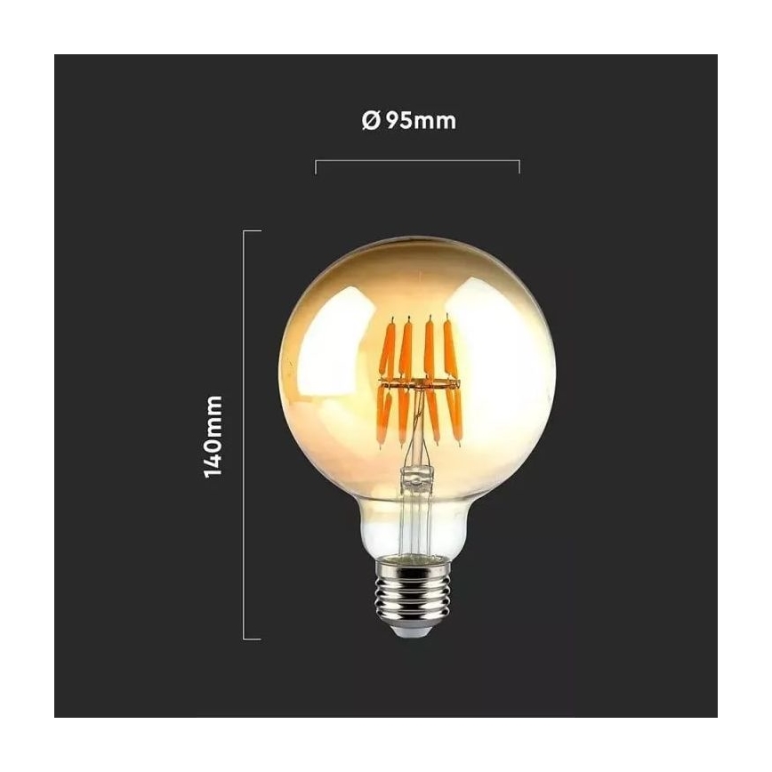 Lâmpada LED FILAMENT G95 E27/8W/230V 2200K