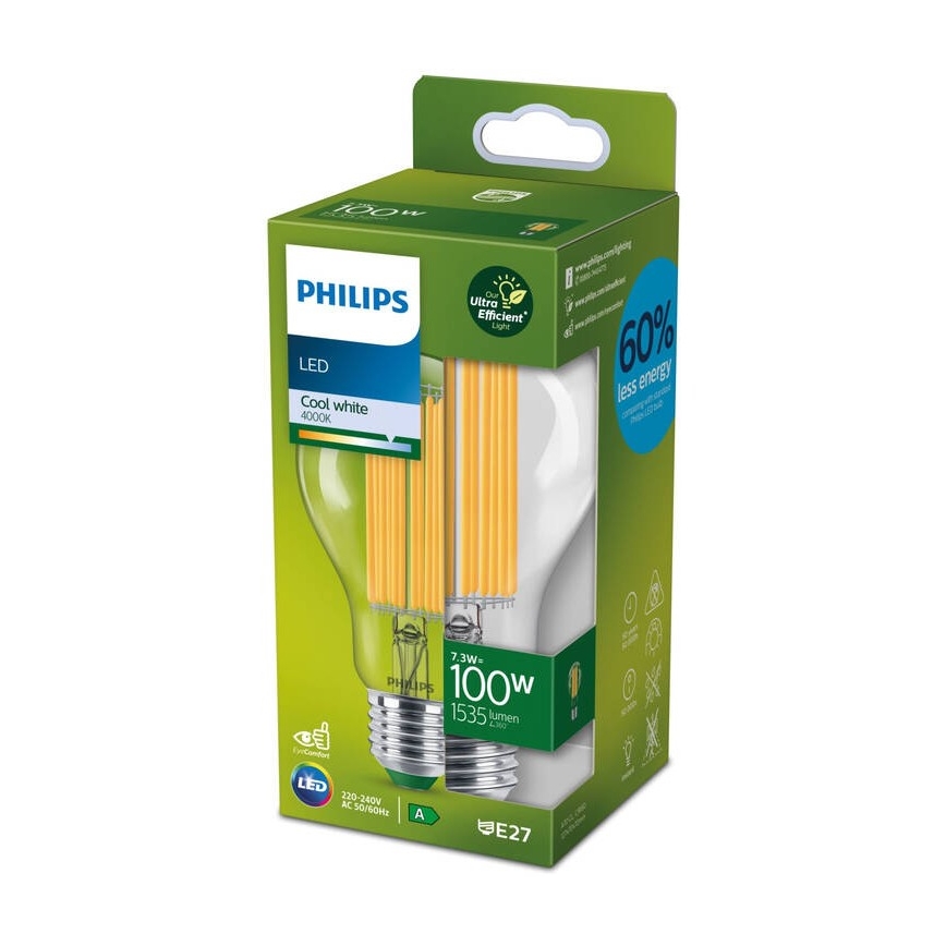 Lâmpada LED FILAMENT Philips A60 E27/7,3W/230V 4000K