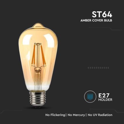 Lâmpada LED FILAMENT ST64 E27/4W/230V 2200K