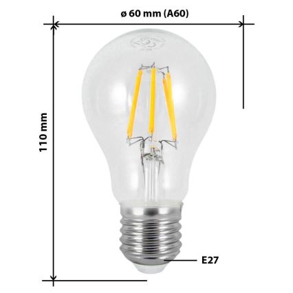Lâmpada LED FILAMENT VINTAGE A60 E27/7W/230V 2700K
