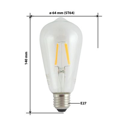 Lâmpada LED FILAMENT VINTAGE ST64 E27/4W/230V 2700K