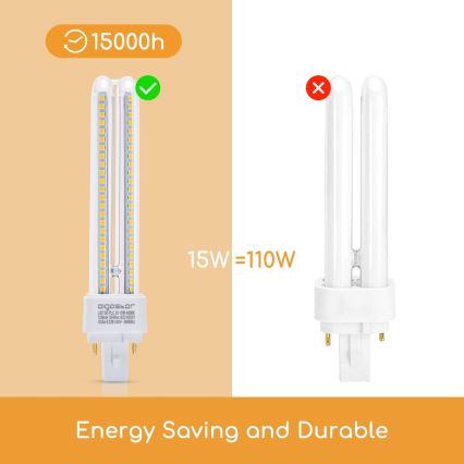 Lâmpada LED G24D-3/15W/230V 4000K - Aigostar