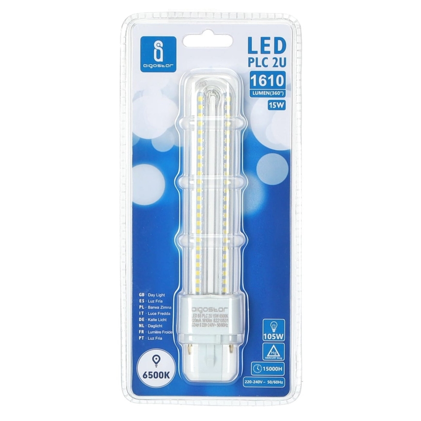 Lâmpada LED G24D-3/15W/230V 6500K - Aigostar