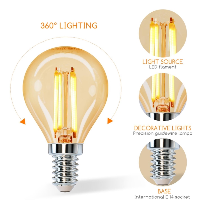Lâmpada LED G45 E14/4W/230V 2200K - Aigostar