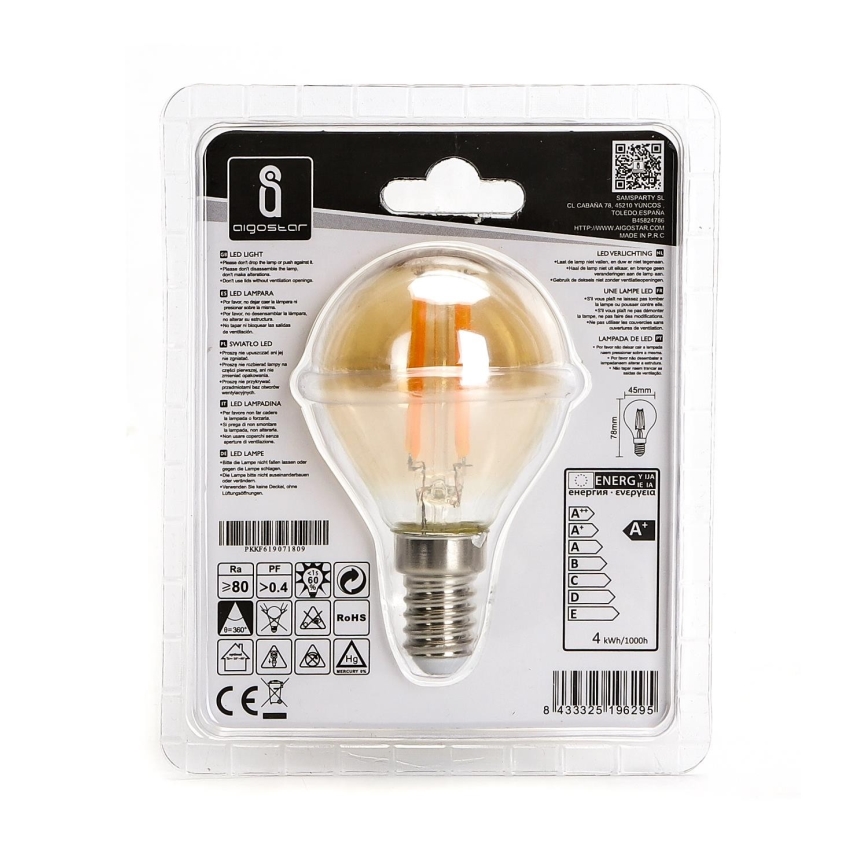 Lâmpada LED G45 E14/4W/230V 2200K - Aigostar