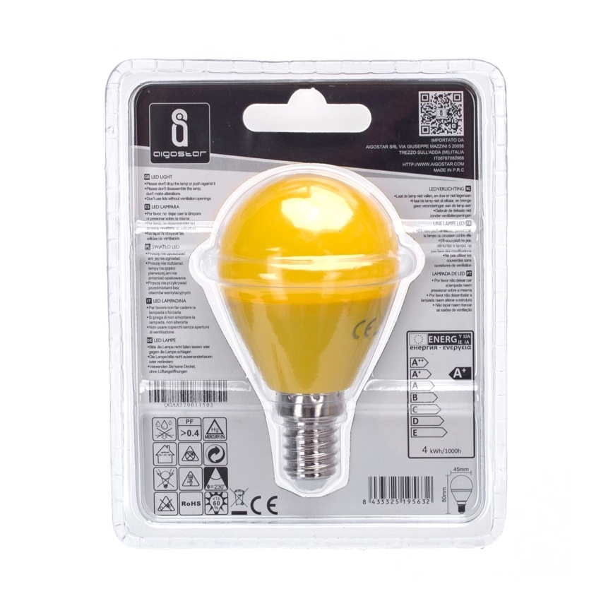 Lâmpada LED G45 E14/4W/230V amarela - Aigostar