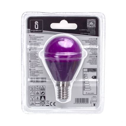 Lâmpada LED G45 E14/4W/230V roxa - Aigostar