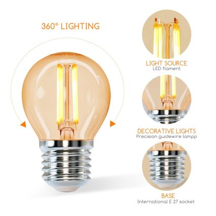 Lampada LED G45 E27/4W/230V 2200K - Aigostar