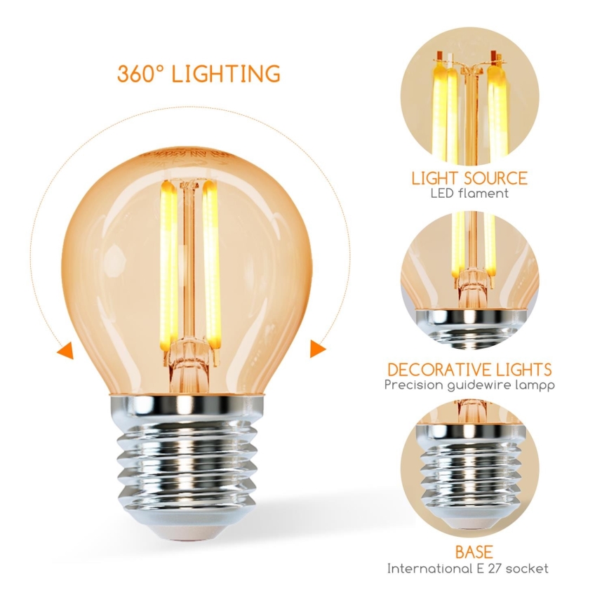 Lâmpada LED G45 E27/6W/230V 2200K - Aigostar