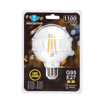 Lâmpada LED G95 E27/10W/230V 2700K - Aigostar
