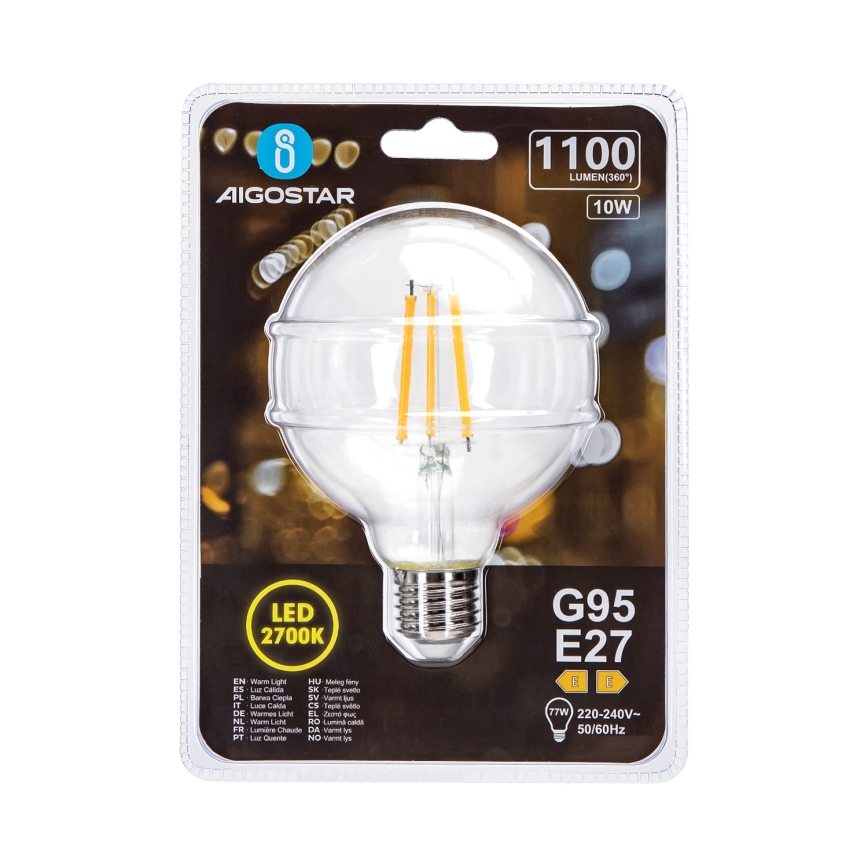 Lâmpada LED G95 E27/10W/230V 2700K - Aigostar