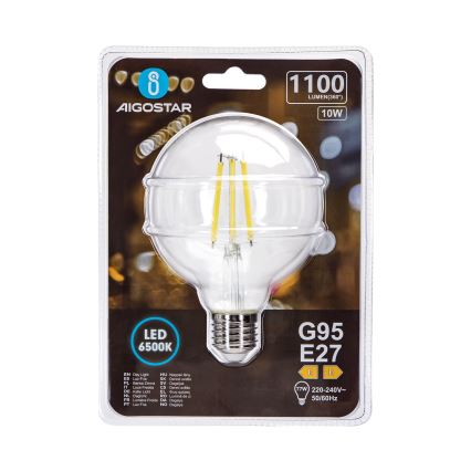 Lâmpada LED G95 E27/10W/230V 6500K - Aigostar