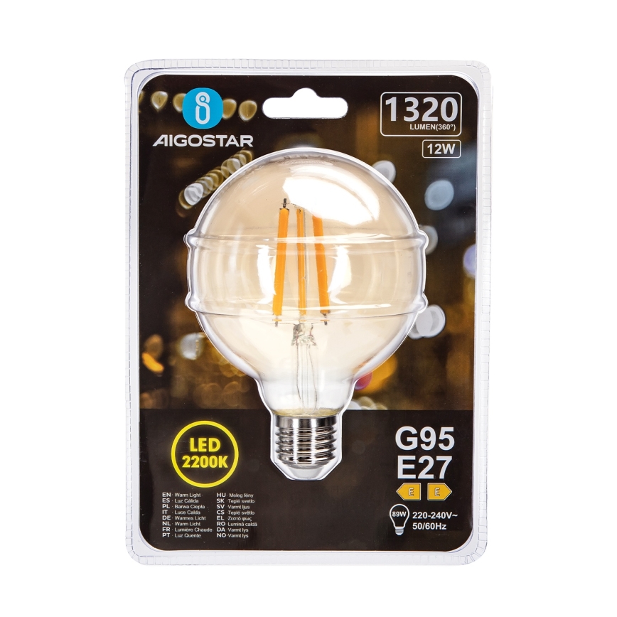 Lâmpada LED G95 E27/12W/230V 2200K - Aigostar