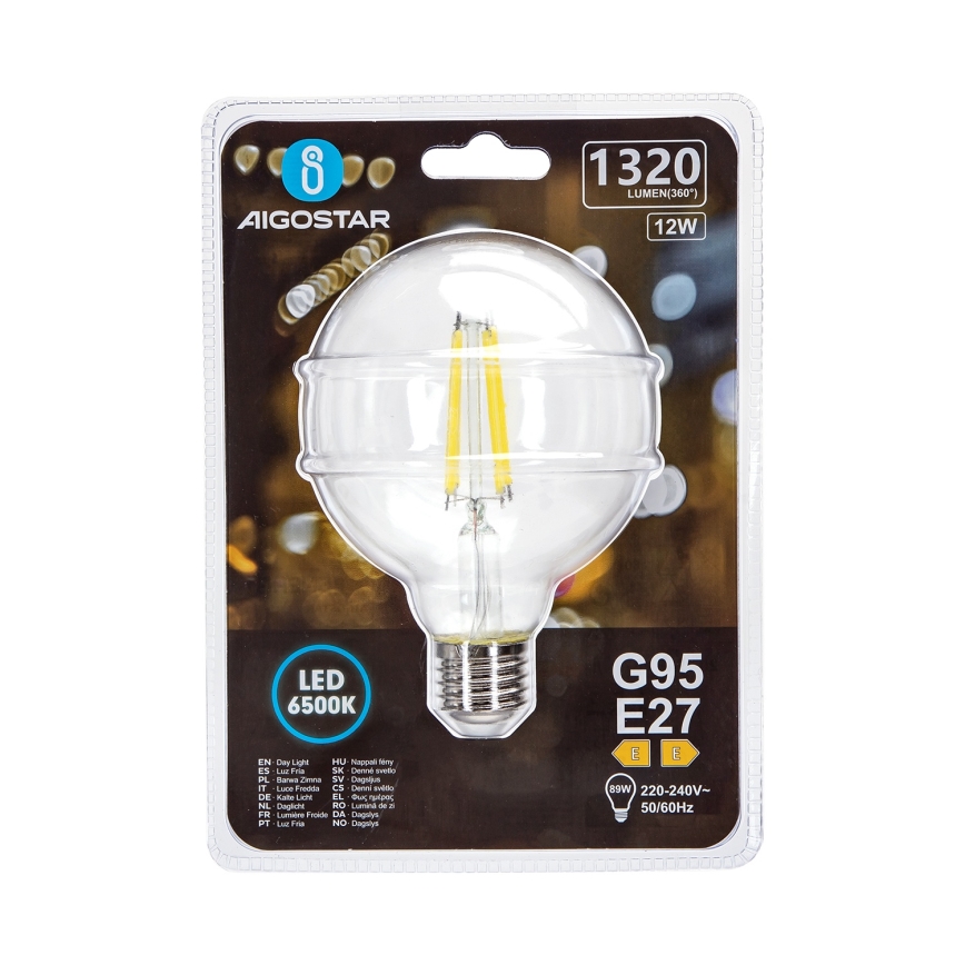 Lâmpada LED G95 E27/12W/230V 6500K - Aigostar