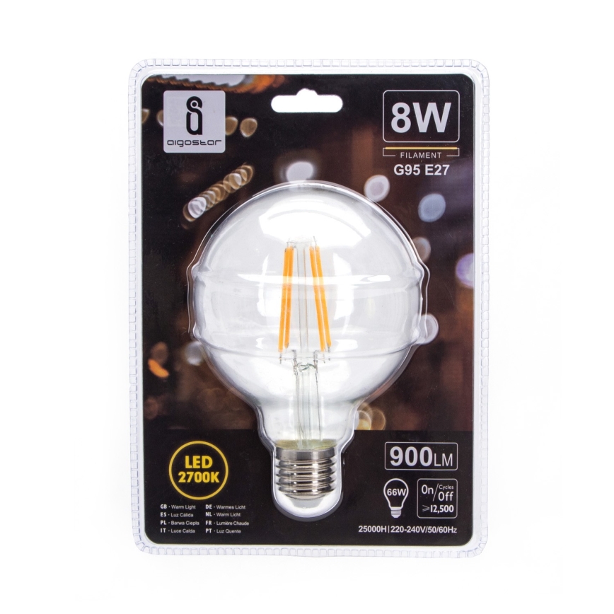 Lâmpada LED G95 E27/8W/230V 2700K - Aigostar