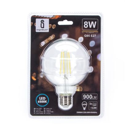 Lâmpada LED G95 E27/8W/230V 6500K - Aigostar