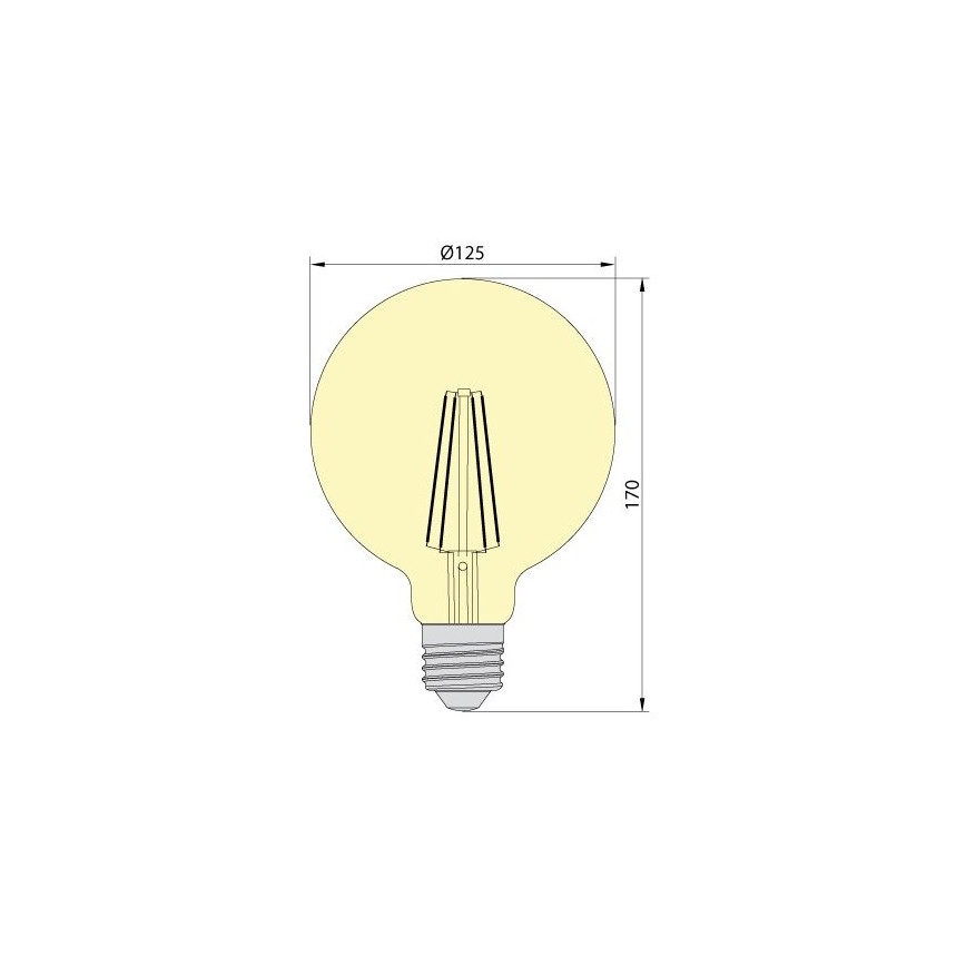 Lâmpada LED LEDSTAR AMBER G125 E27/8W/230V 2200K