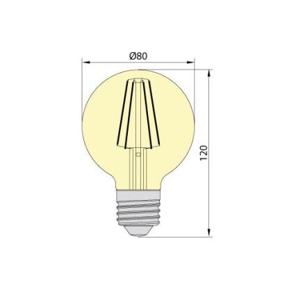 Lâmpada LED LEDSTAR AMBER G80 E27/8W/230V 2200K
