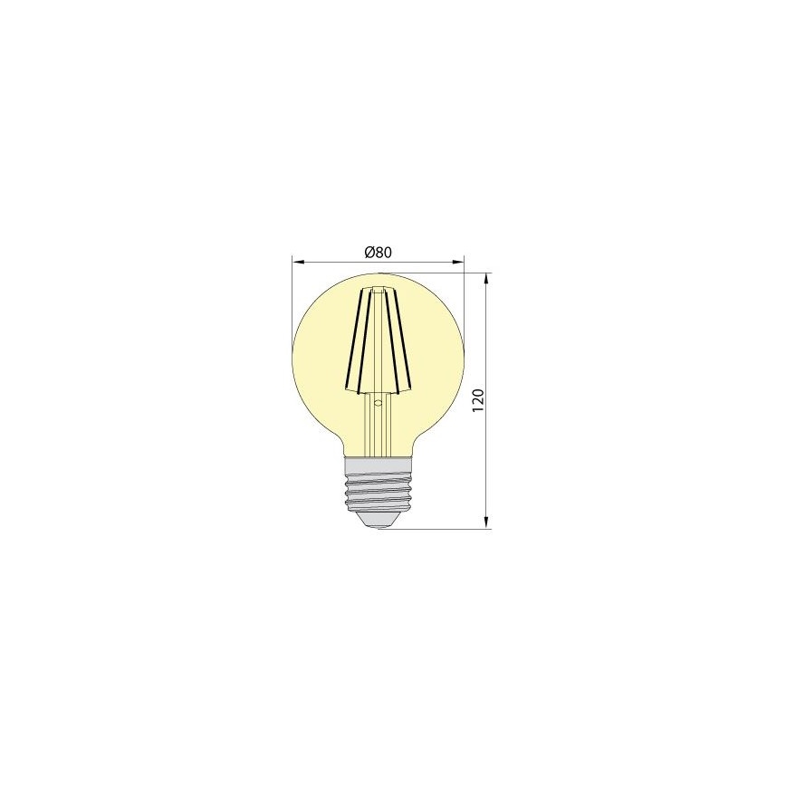 Lâmpada LED LEDSTAR AMBER G80 E27/8W/230V 2200K