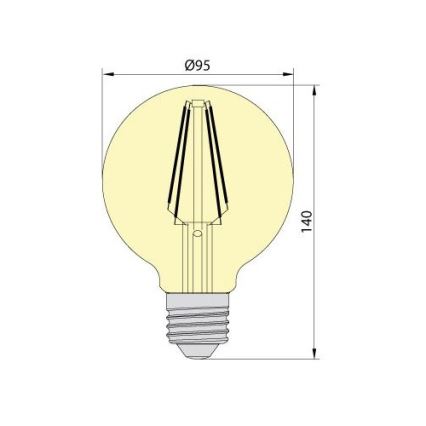 Lâmpada LED LEDSTAR AMBER G95 E27/8W/230V 2200K