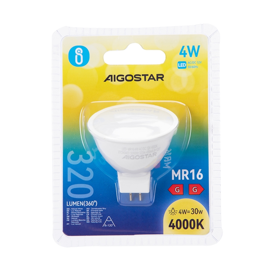 Lâmpada LED MR16 GU5,3/4W/12V 4000K - Aigostar