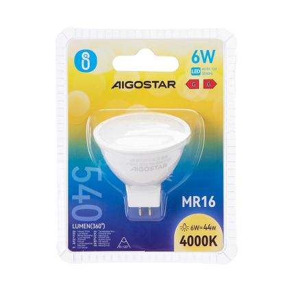 Lâmpada LED MR16 GU5,3/6W/12V 4000K - Aigostar