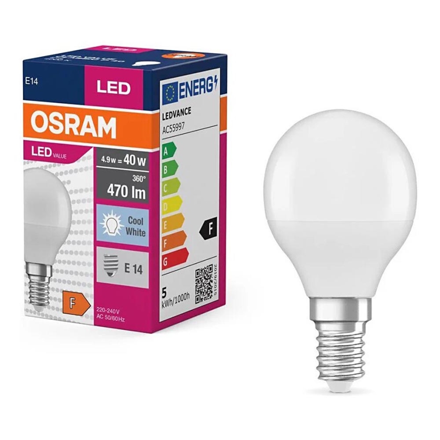 Lâmpada LED P40 E14/4,9W/230V 4000K - Osram