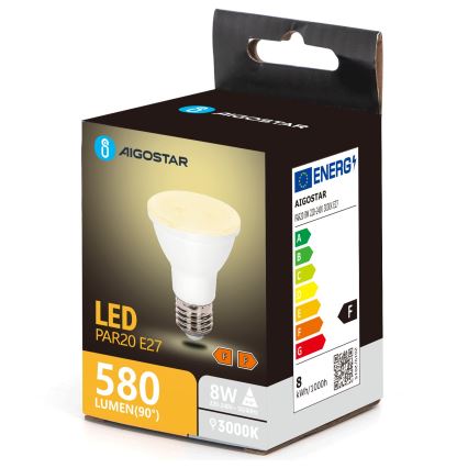 Lâmpada LED PAR20 E27/8W/230V 3000K - Aigostar