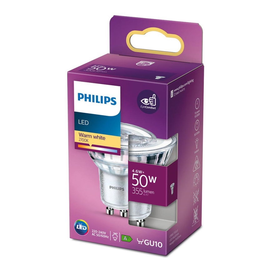 Lâmpada LED Philips GU10/4,6W/230V 2700K
