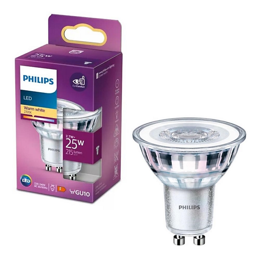 Lâmpada LED Philips PAR16 GU10/2,7W/230V 2700K