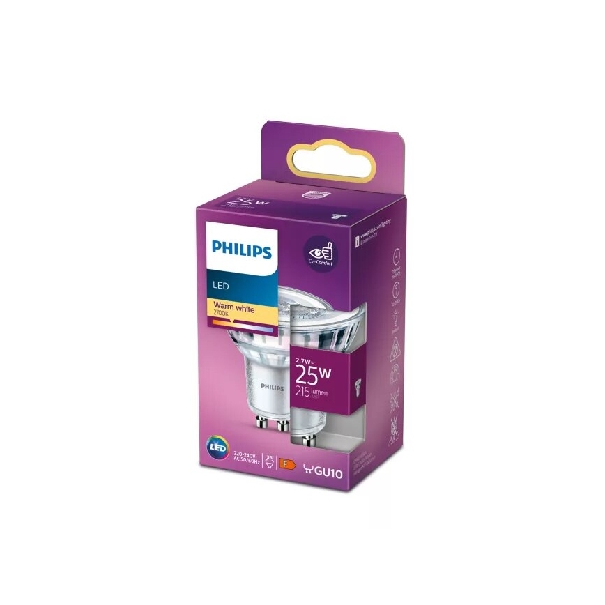 Lâmpada LED Philips PAR16 GU10/2,7W/230V 2700K
