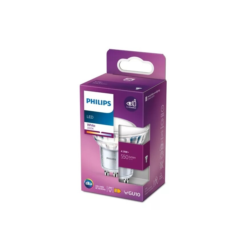 Lâmpada LED Philips PAR16 GU10/4,9W/230V 3000K