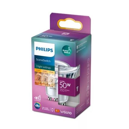 Lâmpada LED Philips SCENE SWITCH PAR16 GU10/4,8W/230V 2200/2500/2700K