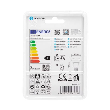 Lâmpada LED R63 E27/9W/230V 3000K - Aigostar