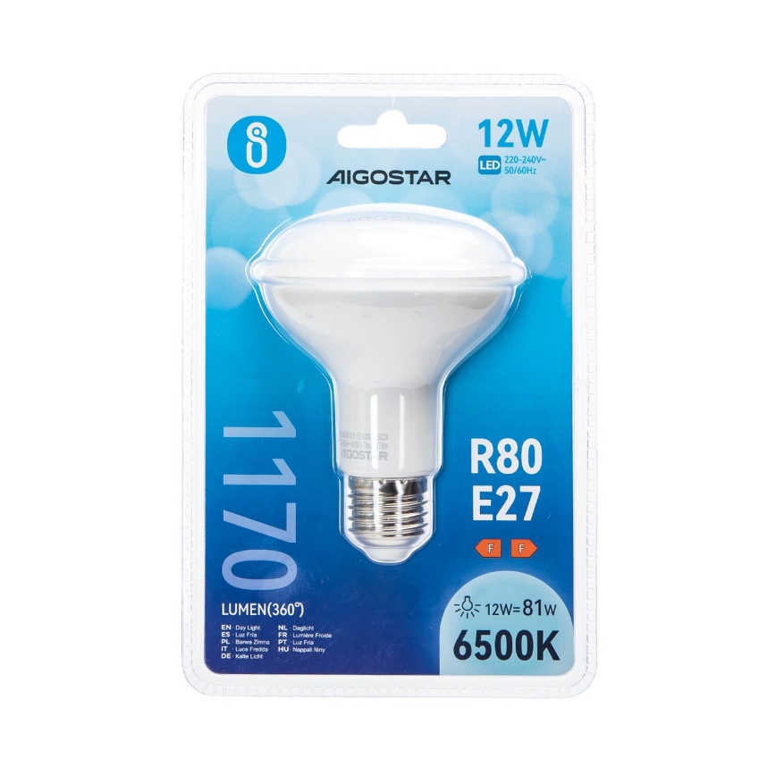 Lâmpada LED R80 E27/12W/230V 6500K - Aigostar