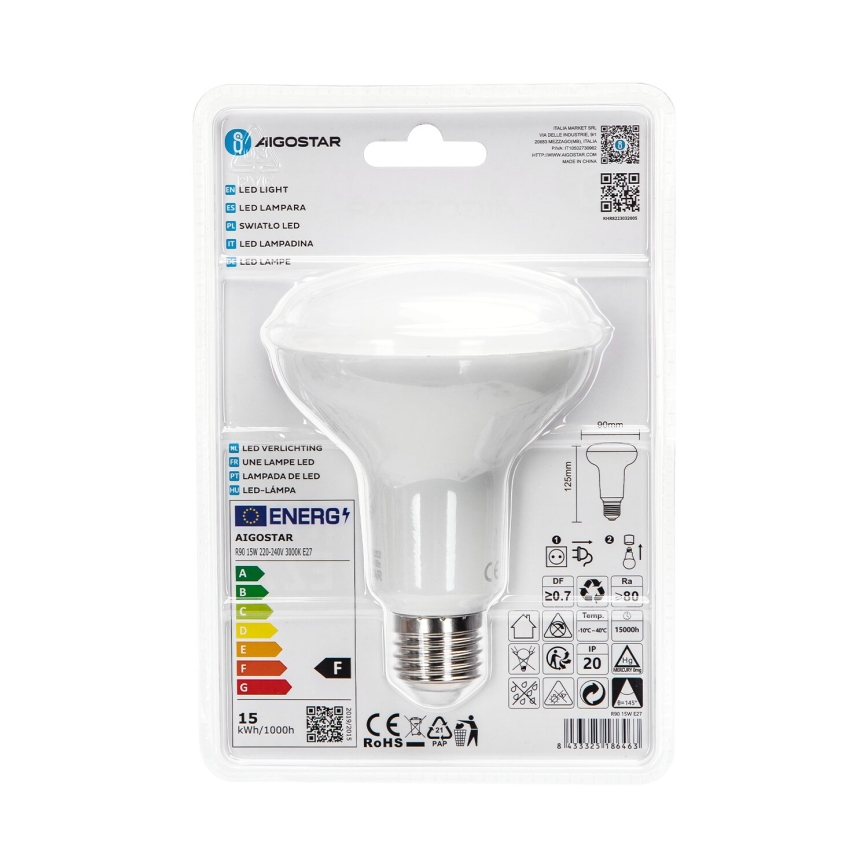 Lâmpada LED R90 E27/15W/230V 3000K - Aigostar