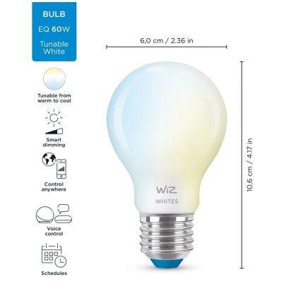 Lâmpada LED regulável A60 E27/7W/230V 2700-6500K CRI 90 Wi-Fi - WiZ