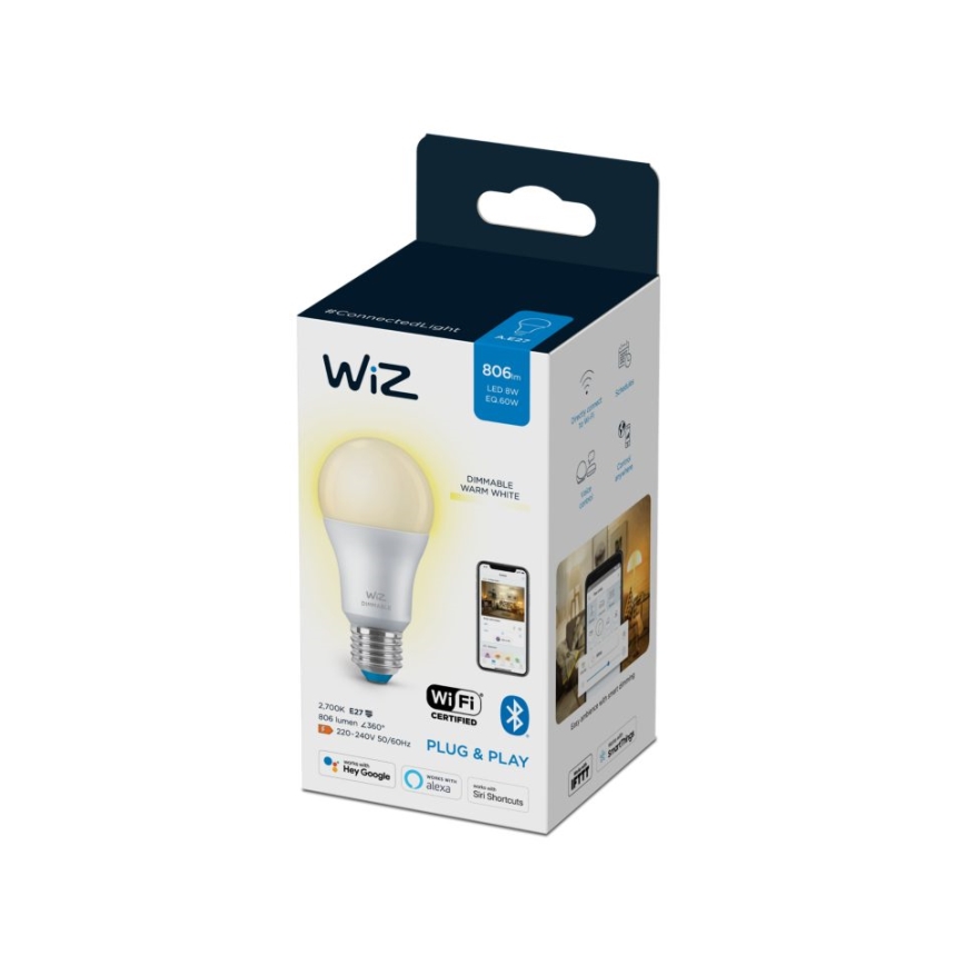 Lâmpada LED Regulável A60 E27/8W/230V 2700K CRI 90 Wi-Fi - WiZ