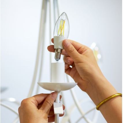 Lâmpada LED Regulável FILAMENT C35 E14/4,9W/230V 2700-6500K CRI 90 Wi-Fi - WiZ