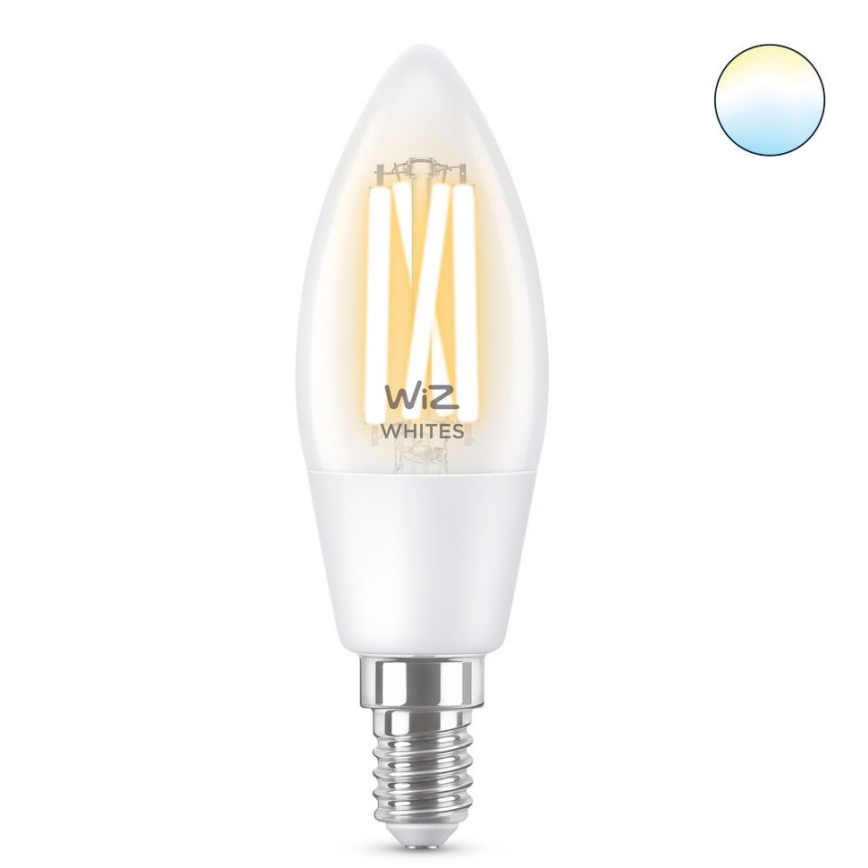 Lâmpada LED Regulável FILAMENT C35 E14/4,9W/230V 2700-6500K CRI 90 Wi-Fi - WiZ
