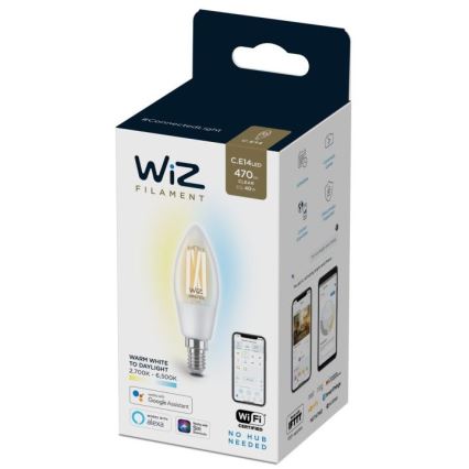 Lâmpada LED Regulável FILAMENT C35 E14/4,9W/230V 2700-6500K CRI 90 Wi-Fi - WiZ