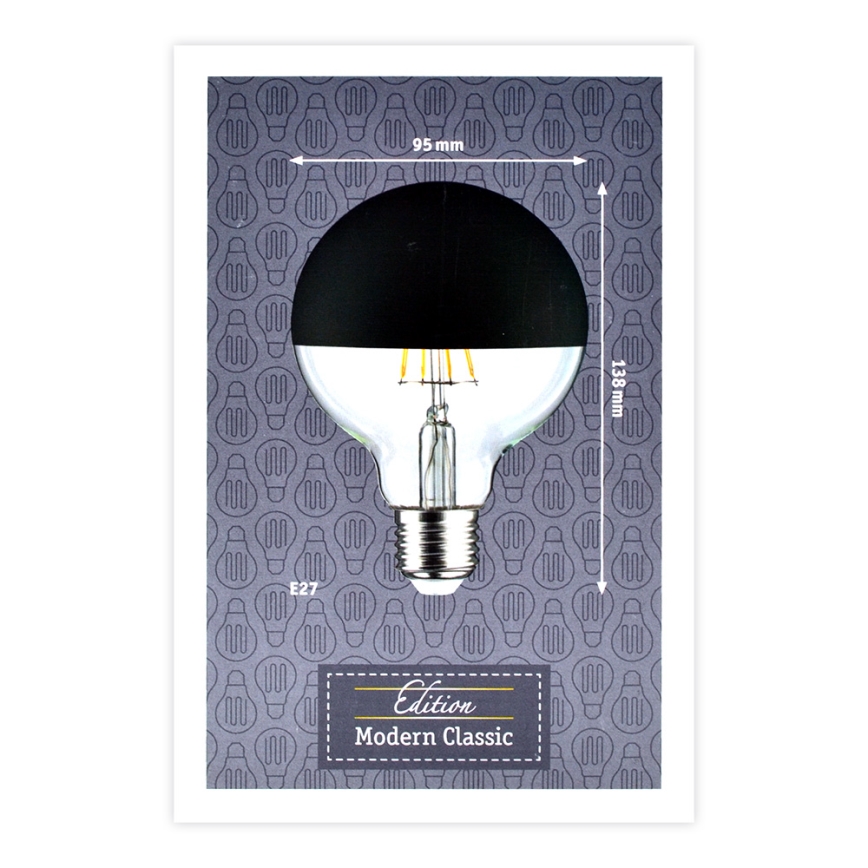 Lâmpada LED regulável com uma tampa esférica espelhada GLOBE G95 E27/6,5W/230V 2700K preto - Paulmann 28676