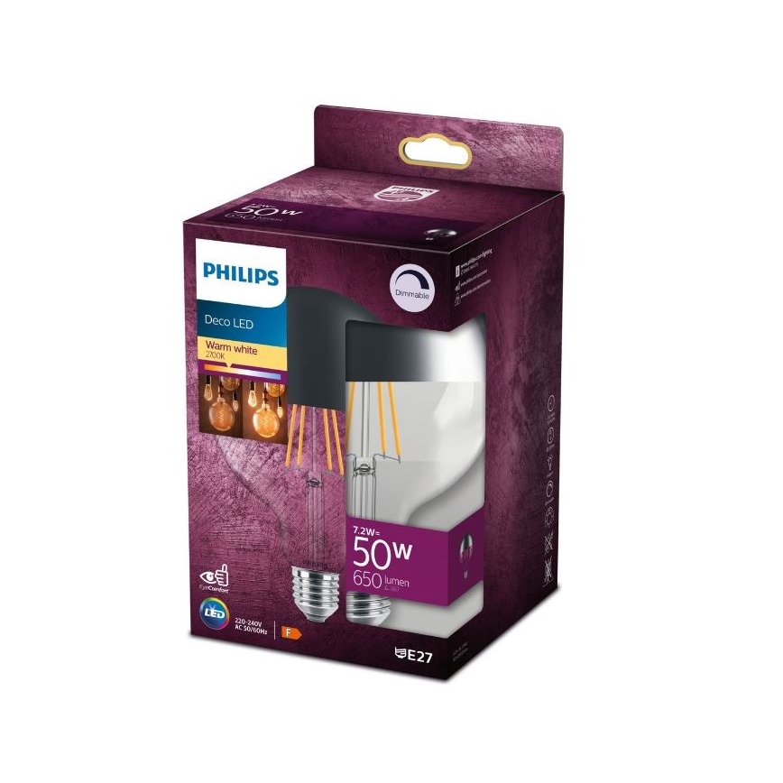Lâmpada LED regulável com uma tampa esférica espelhada DECO Philips G125 E27/7,2W/230V 2700K