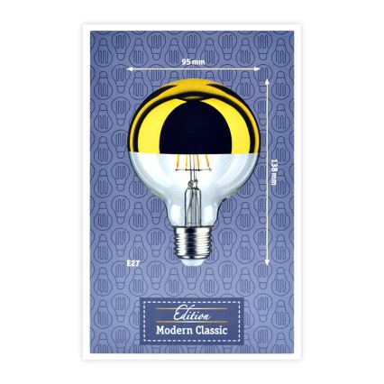 Lâmpada LED regulável com uma tampa esférica espelho GLOBE G95 E27/6,5W/230V 2700K dourada - Paulmann 28675