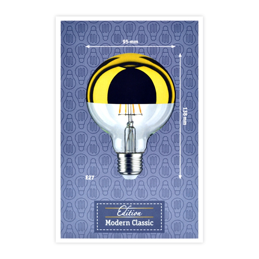 Lâmpada LED regulável com uma tampa esférica espelho GLOBE G95 E27/6,5W/230V 2700K dourada - Paulmann 28675