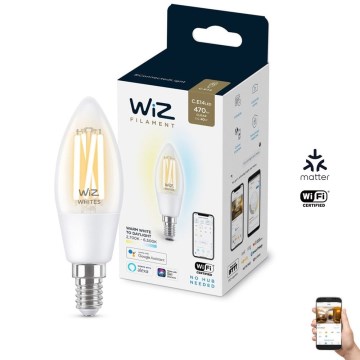 Lâmpada LED Regulável FILAMENT C35 E14/4,9W/230V 2700-6500K CRI 90 Wi-Fi - WiZ