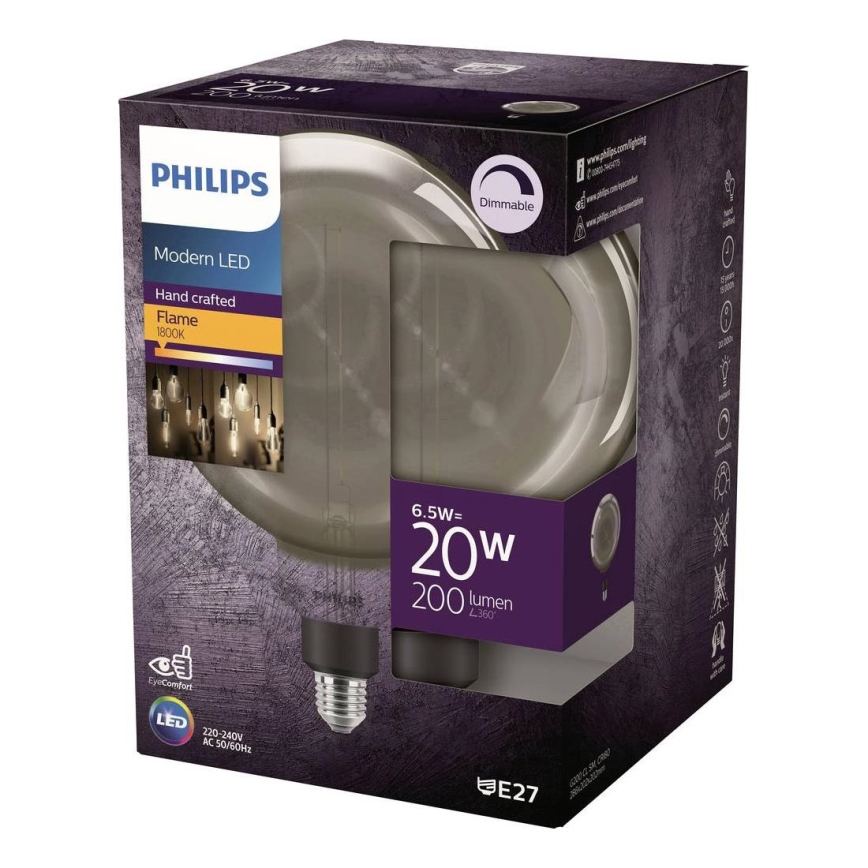 Lâmpada LED regulável FILAMENT G200 E27/6,5W/230V 1800K