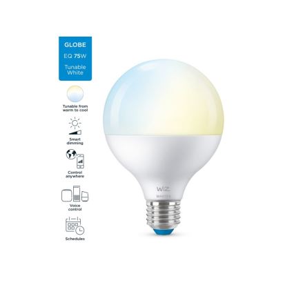 Lâmpada LED regulável G95 E27/11W/230V 2700-6500K CRI 90 Wi-Fi - WiZ