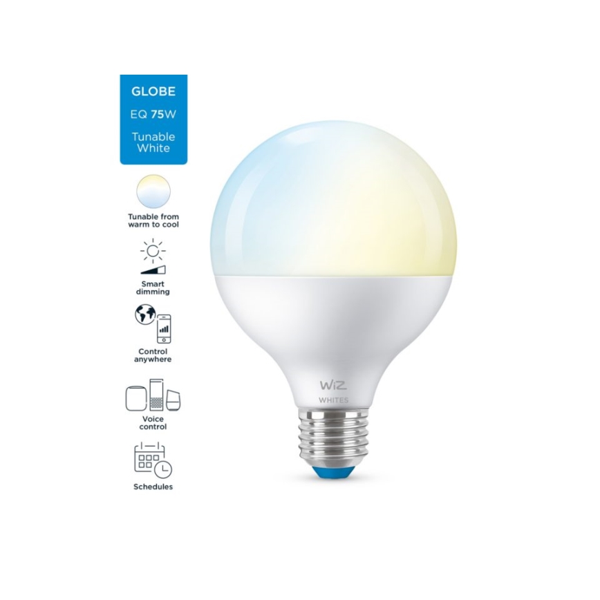 Lâmpada LED regulável G95 E27/11W/230V 2700-6500K CRI 90 Wi-Fi - WiZ