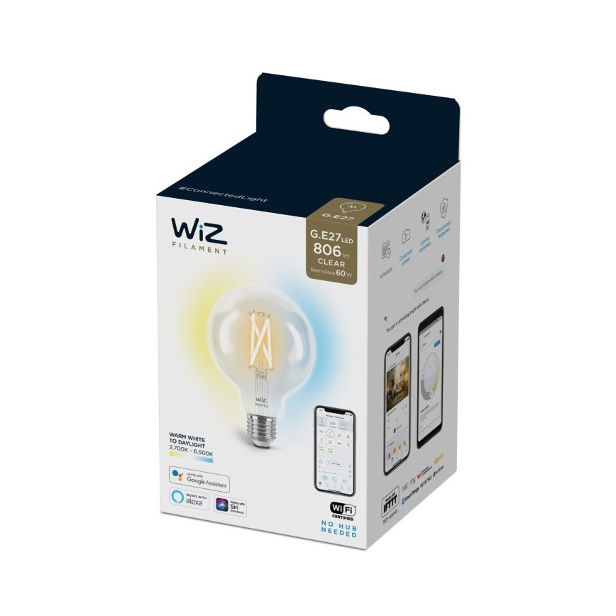 Lâmpada LED Regulável FILAMENT G95 E27/6,7W/230V 2700-6500K CRI 90 Wi-Fi - WiZ